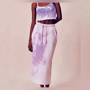 Zara tie dye lavender midi skirt w/ drawstring waist back slit in Sz small
